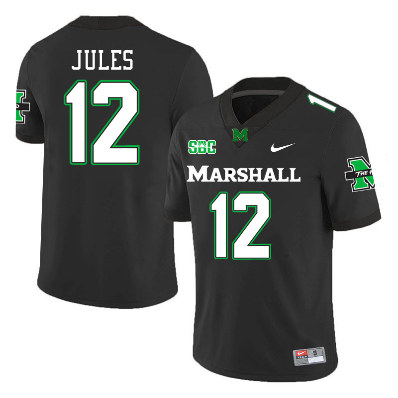 Marshall Thundering Herd #12 Louikenzy Jules College Football Jerseys Stitched-Black